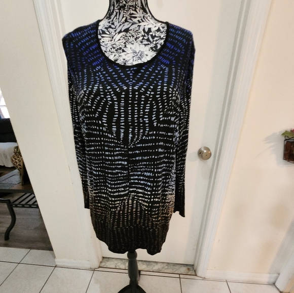 Nic and Zoe geometrical print ling line sweater top xl ombre multi color - Picture 2 of 12